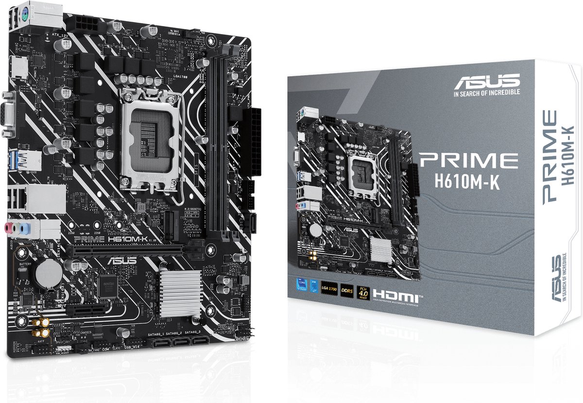 ASUS Prime H610M-K | Socket LGA 1700 | Intel H610 | 2xDDR5 | Micro-ATX | Moederbord