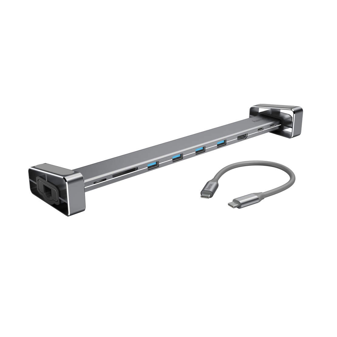 Hama 9in1-USB-C-dockingstation voor 4x USB-A, USB-C, HDMIO, LAN, SD, microSD USB Hub Grijs