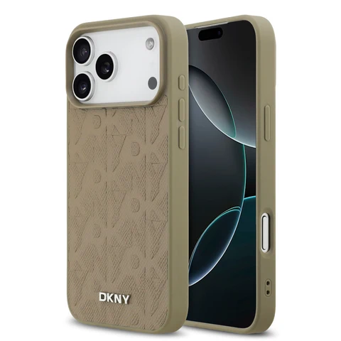 DKNY iPhone 17 Pro Max Backcover hoesje - MagSafe - Grid Pattern - Taupe