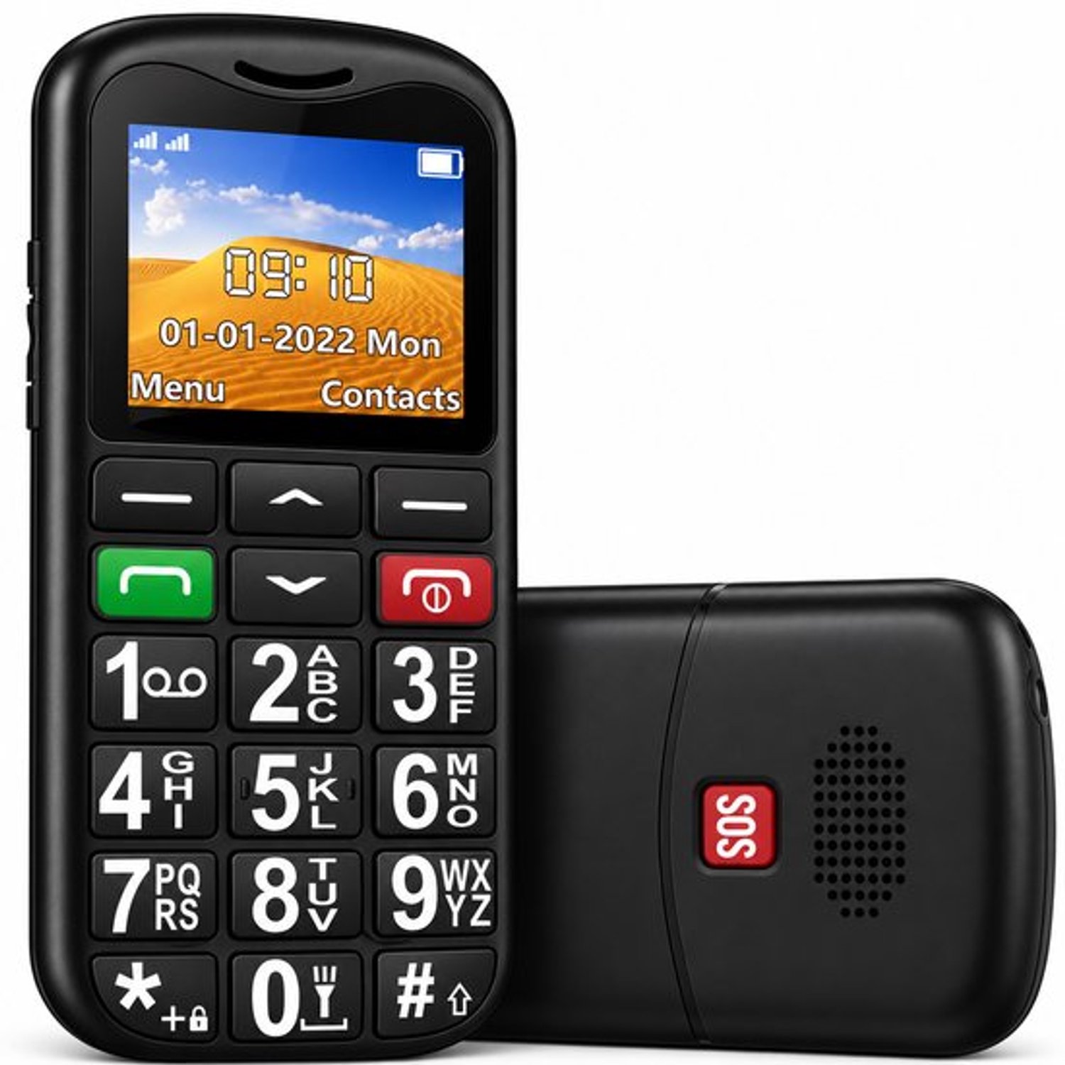 Yarvu ® - Easy - 4G Senioren Mobiele Telefoon + Extra Accu Geleverd - Grote Toetsen & Cijfers - Big Button Mobiel - GSM Ouderen - GSM - SOS Noodknop - Snelkiestoetsen - Zwart