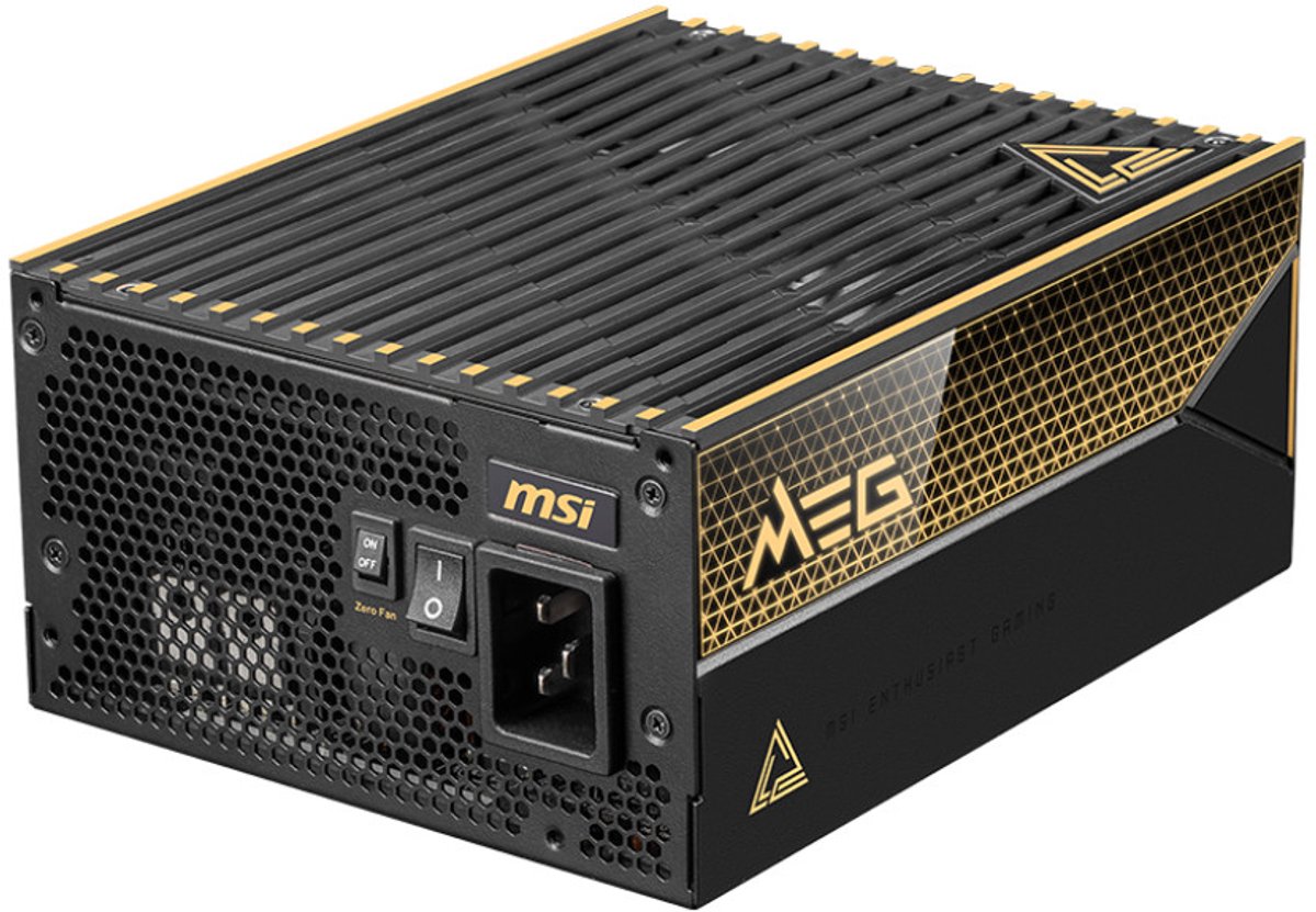 Msi Meg Ai1600T Pcie5 Voeding Voor Desktopcomputers, 1600W Platinum Efficiency