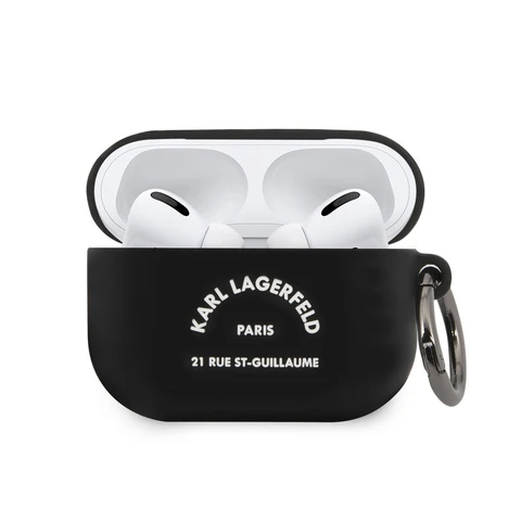 Karl Lagerfeld AirPods Pro & Pro 2 Case- Silicone - White RSG Logo - Zwart
