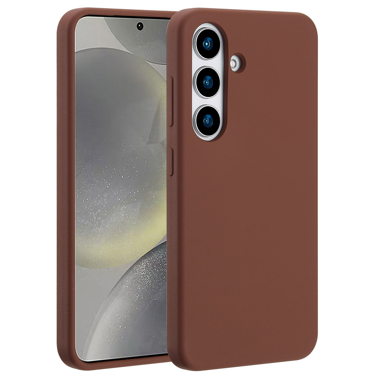 Accezz Liquid Silicone Backcover met MagSafe voor Samsung Galaxy S25 Telefoonhoesje Bruin