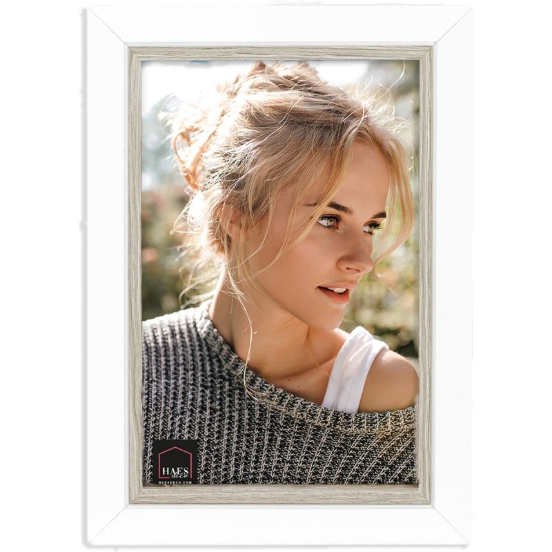 Haes Deco Houten Fotolijst Fevik in wit met grijs voor 1 foto 10x15 - CD546HS