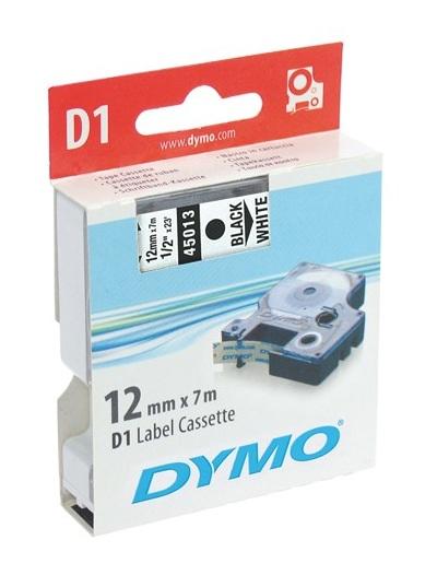 Dymo lettertape D1 Zwart/Wit 12mm x 7m