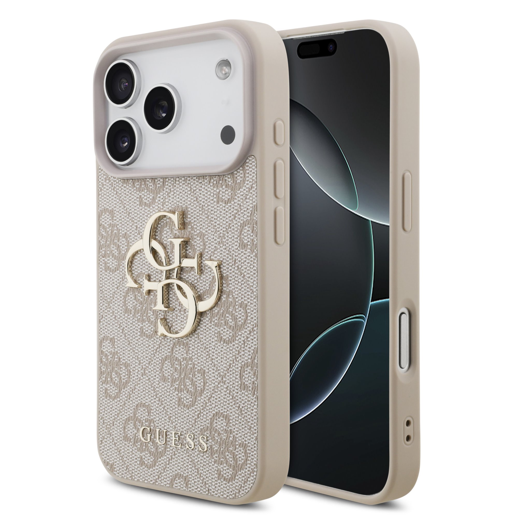 Guess PU 4G Metal Logo Hoesje iPhone 17 Pro / 18 Pro - Roze