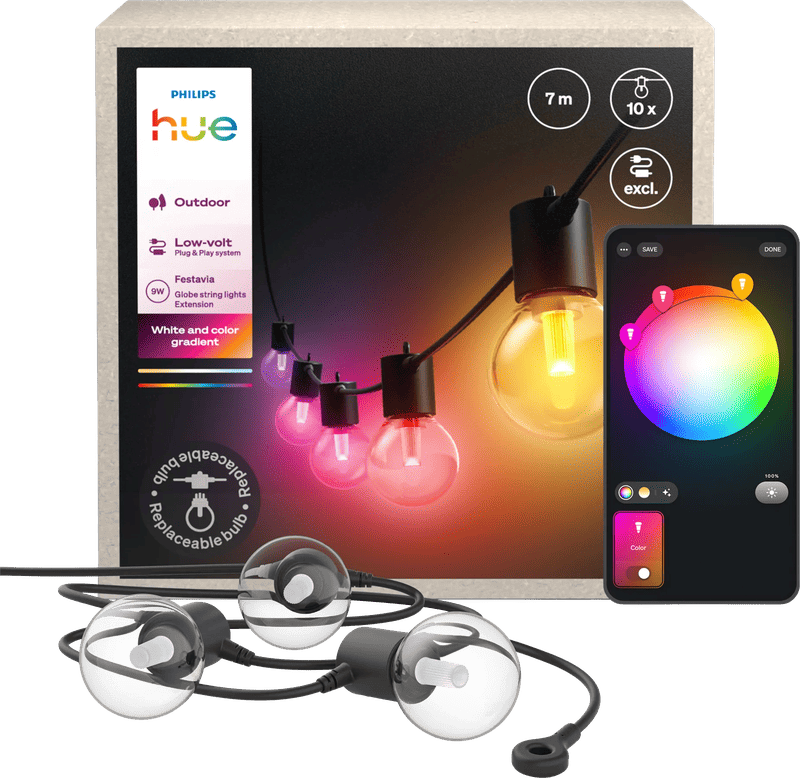Philips Hue Festavia Globe Lichtsnoer - 7 meter - 10 lampen - Uitbreiding