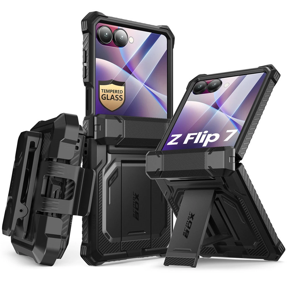 Armorbox Galaxy Z Flip 7 hoesje met screen protector - Zwart
