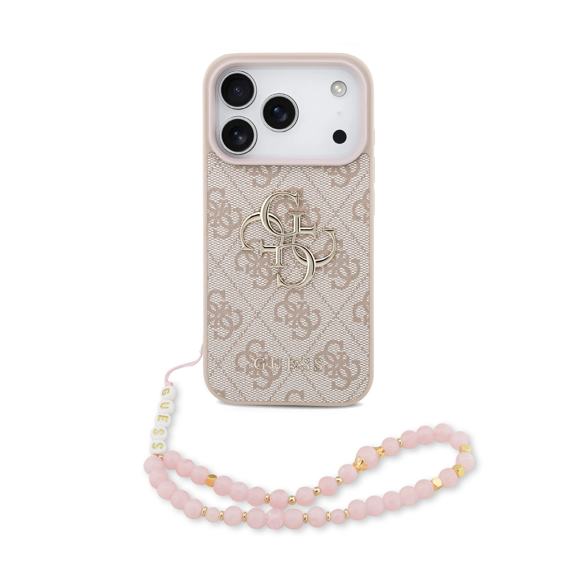 Guess 4G Metal Logo iPhone 17 Pro / 18 Pro hoesje - Met Polskoord - Roze