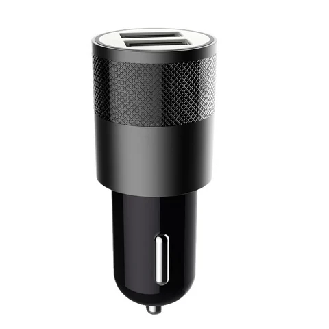 15W Dual USB-A Autolader 2.4A Car Charger Zwart