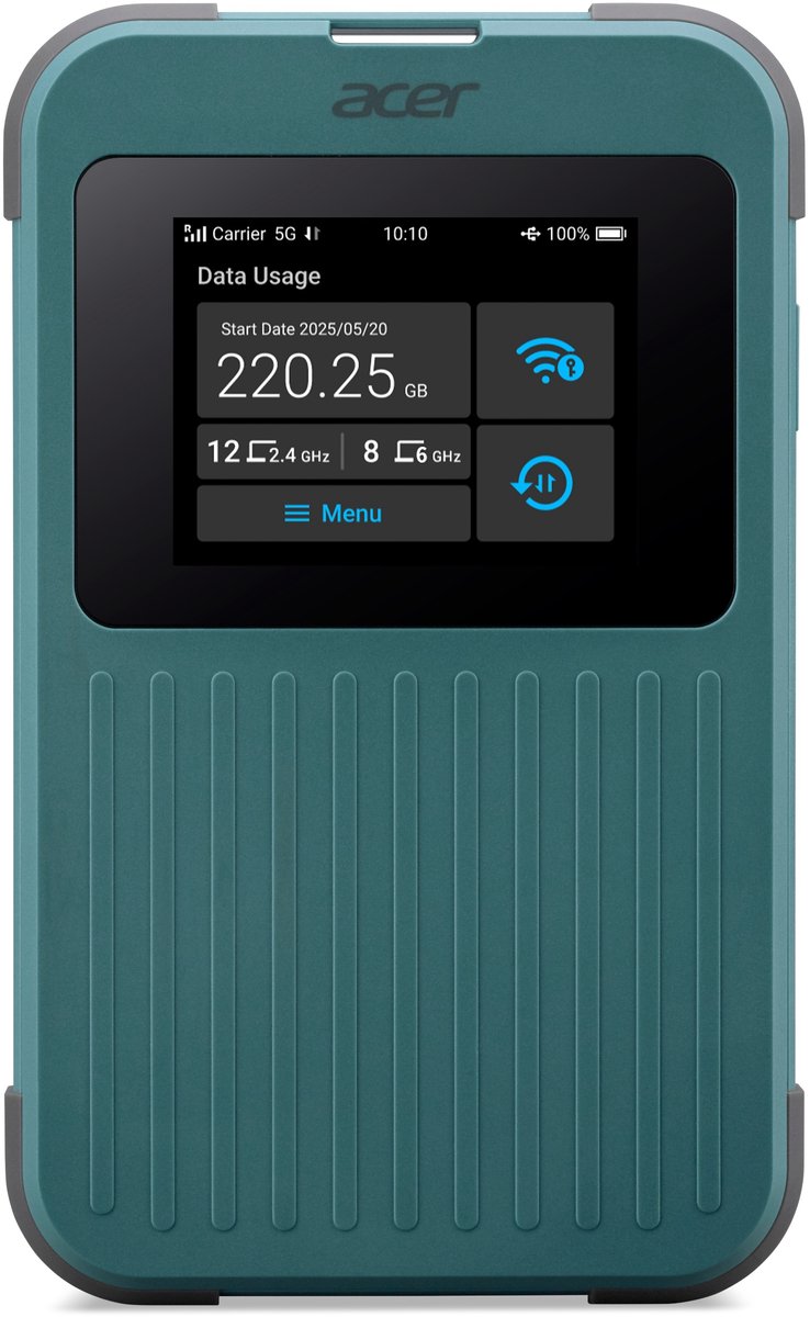 Acer Connect M4 - Portable Mifi Router - Mobiele Hotspot - 5G - WiFi 6 - Dual-band - SIM - eSIM - Virtual SIM - inclusief 1 GB - tot 16 apparaten - ideaal voor onderweg of op de camping