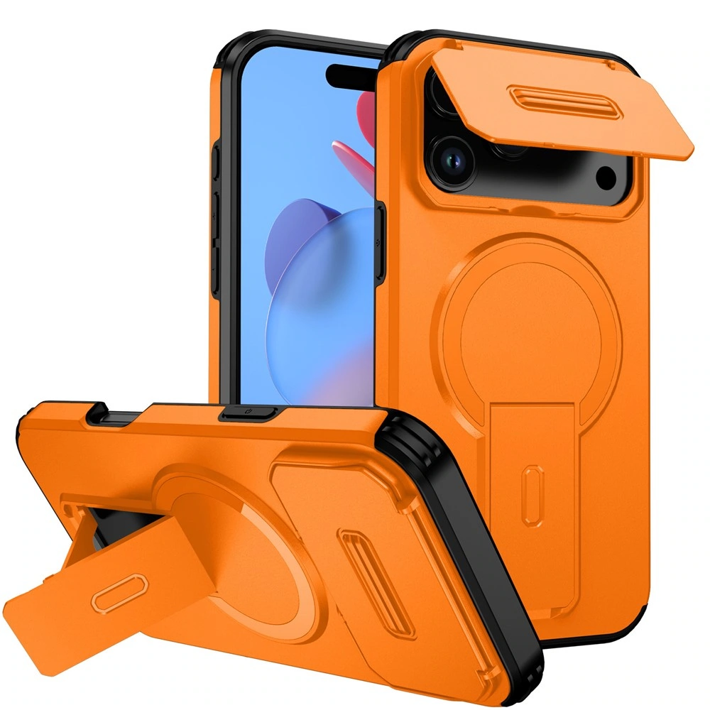 Solidenz LensShield Mag hoesje voor Apple iPhone 18 Pro en iPhone 17 Pro met kickstand, camera slider en MagSafe, oranje