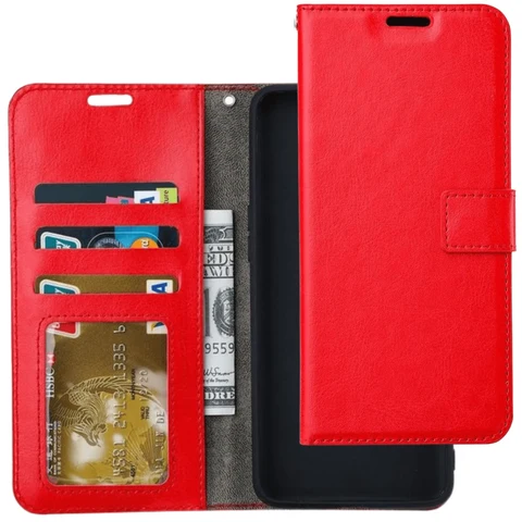 Huawei P Smart Z Hoesjes - Honor 9X - Portemonnee Book Case - Magneetsluiting - 2x Screenprotector - Rood