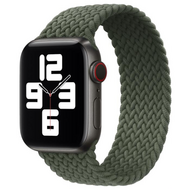 Braided Solo Loop nylon bandje - Maat: M - Groen - Geschikt voor Apple Watch 44mm / 45mm / 46mm / 49mm
