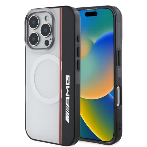 AMG iPhone 16 Pro Backcover hoesje - Magsafe - Double Layer - Red Line - Zwart