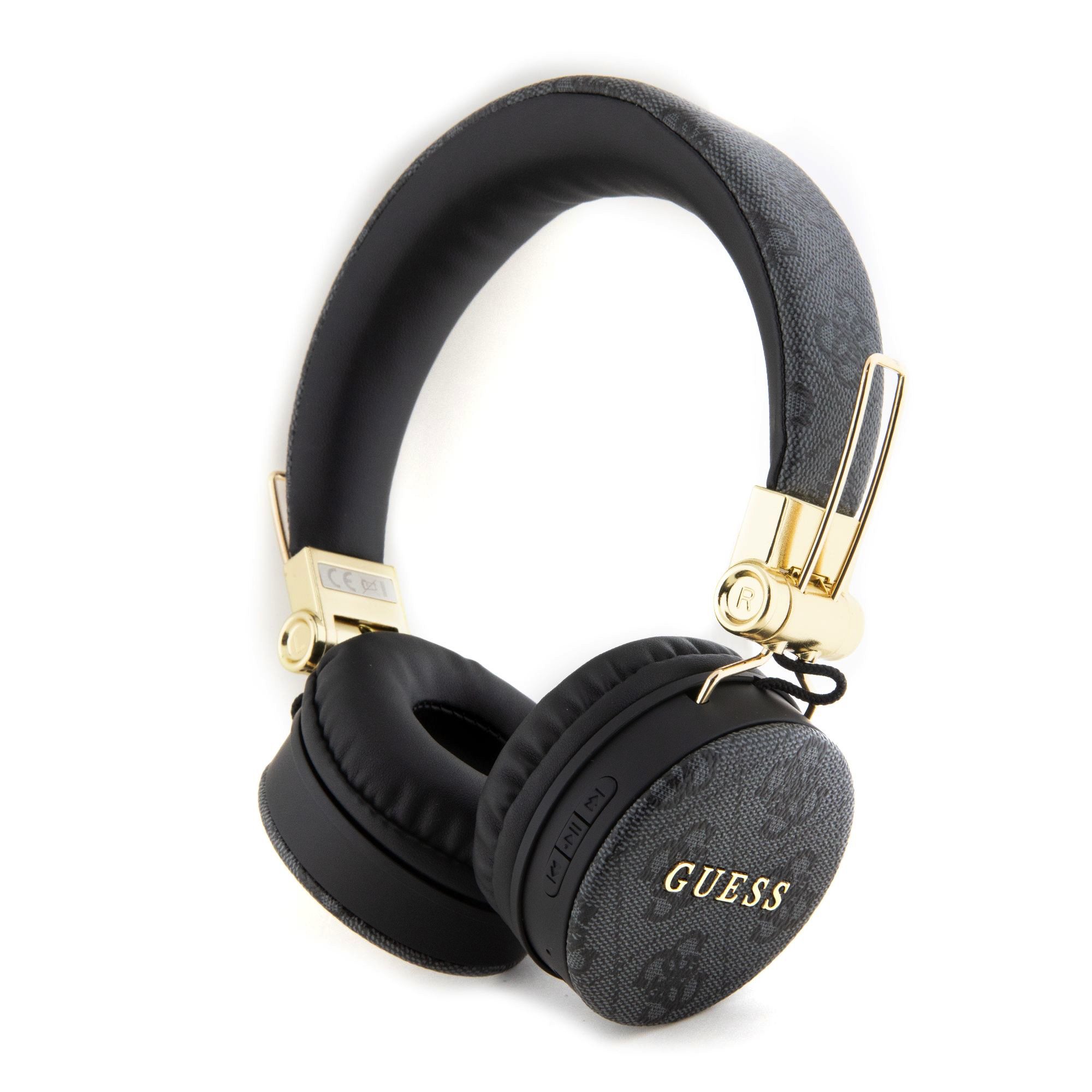 Guess PU Leather 4G Metal Logo Draadloze Koptelefoon - Zwart