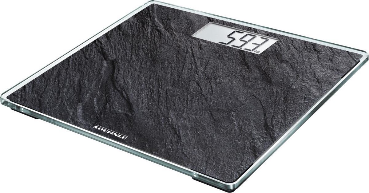 Soehnle personenweegschaal digitaal Style Sense Compact 300 - Leisteenlook - tot 180 kg - incl. batterijen