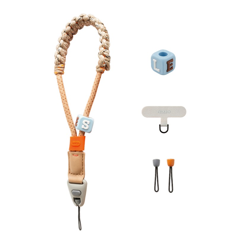 Telesin quick-release camera polsband khaki met snelsluiting en 18-draads gevlochten structuur
