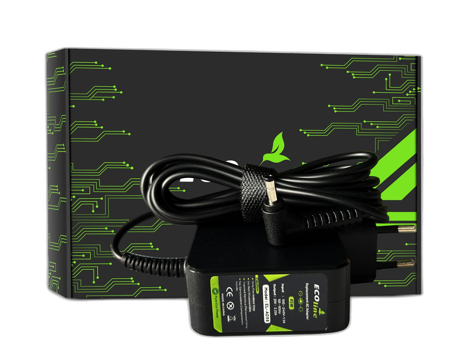 EcoLine - Oplader / AC Adapter - Compatibel Met De Lenovo IdeaPad 100 100-15IBD 100-15IBY 100s-14IBR 110 110-15IBR Yoga 510 520 - 20V 2.25A 45W