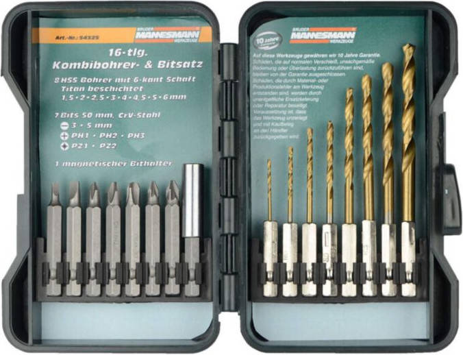 Mannesmann boor- en bitset 16-delig