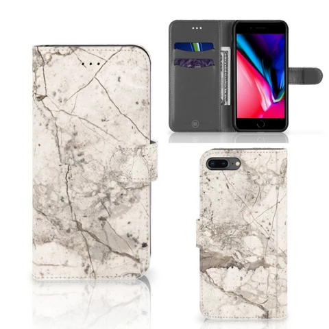 Apple iPhone 7 Plus | 8 Plus | Bookcase | Marmer Beige