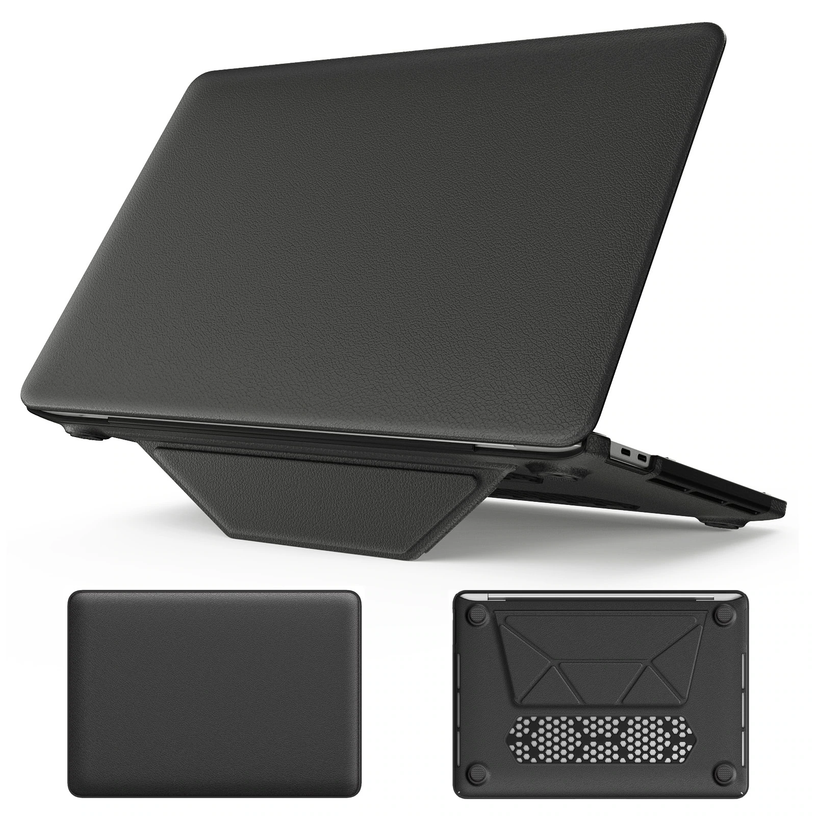 Turtle Shift vegan leer Laptopcover MacBook Pro 13 inch - 2022 / 2020 / 2019 / 2018 / 2017 - Zwart