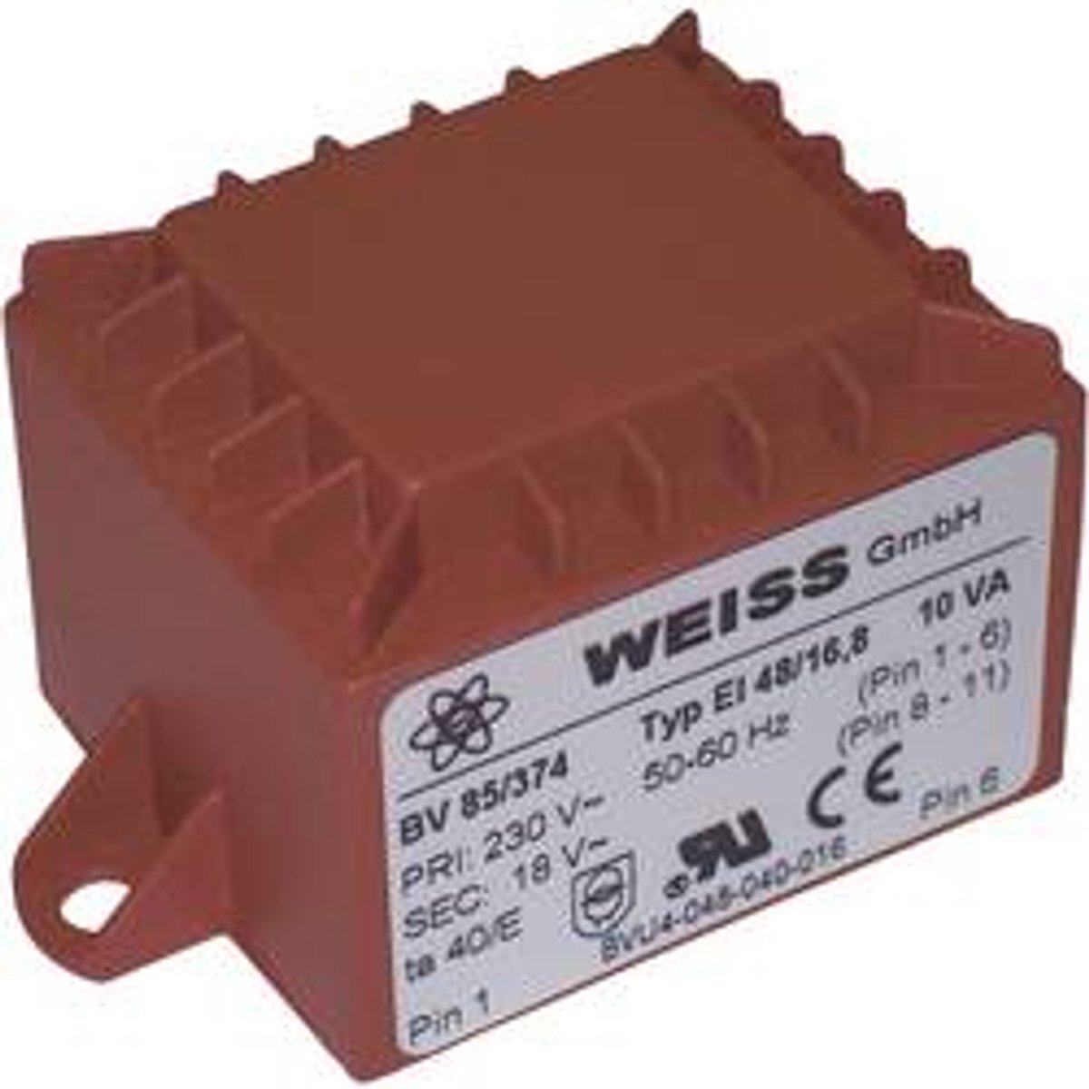 Weiss Elektrotechnik 85/378 Printtransformator 1 x 230 V 2 x 12 V/AC 10 VA 417 mA