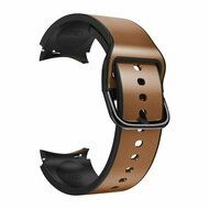 2 in 1 siliconen/ leren bandje - Bruin - Samsung Galaxy watch 7 / Galaxy Watch FE - 40mm & 44mm