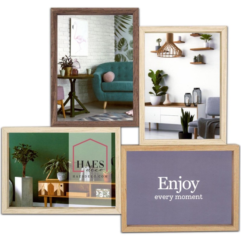 Haes Deco Houten Multi Fotolijst / Galerie Alvesta in bruin tinten voor 4 foto's 10x15 (formaat 30,3 x 32,6 cm) - MP162