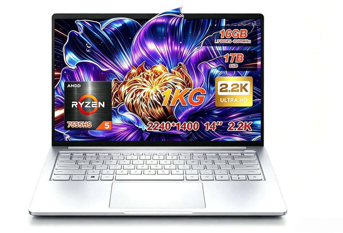 14 Inch Laptop S14 - AMD Ryzen 5 7535HS - 2240×1400 2,2K IPS‑scherm - 16GB LPDDR5‑512 NVMe SSD - Windows 11 - Blauwgrijs