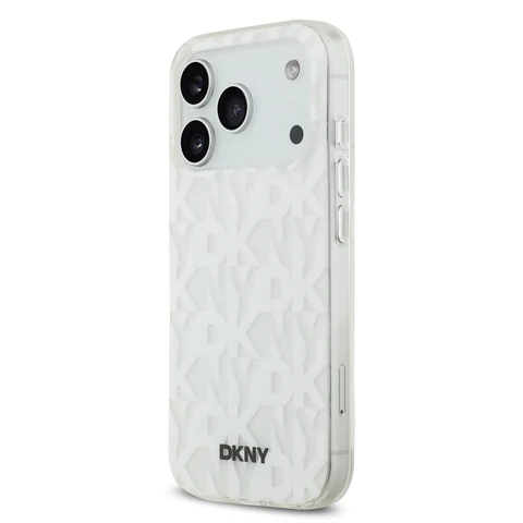 DKNY iPhone 17 Pro Backcover hoesje - Grid Pattern - Double Layer - Wit