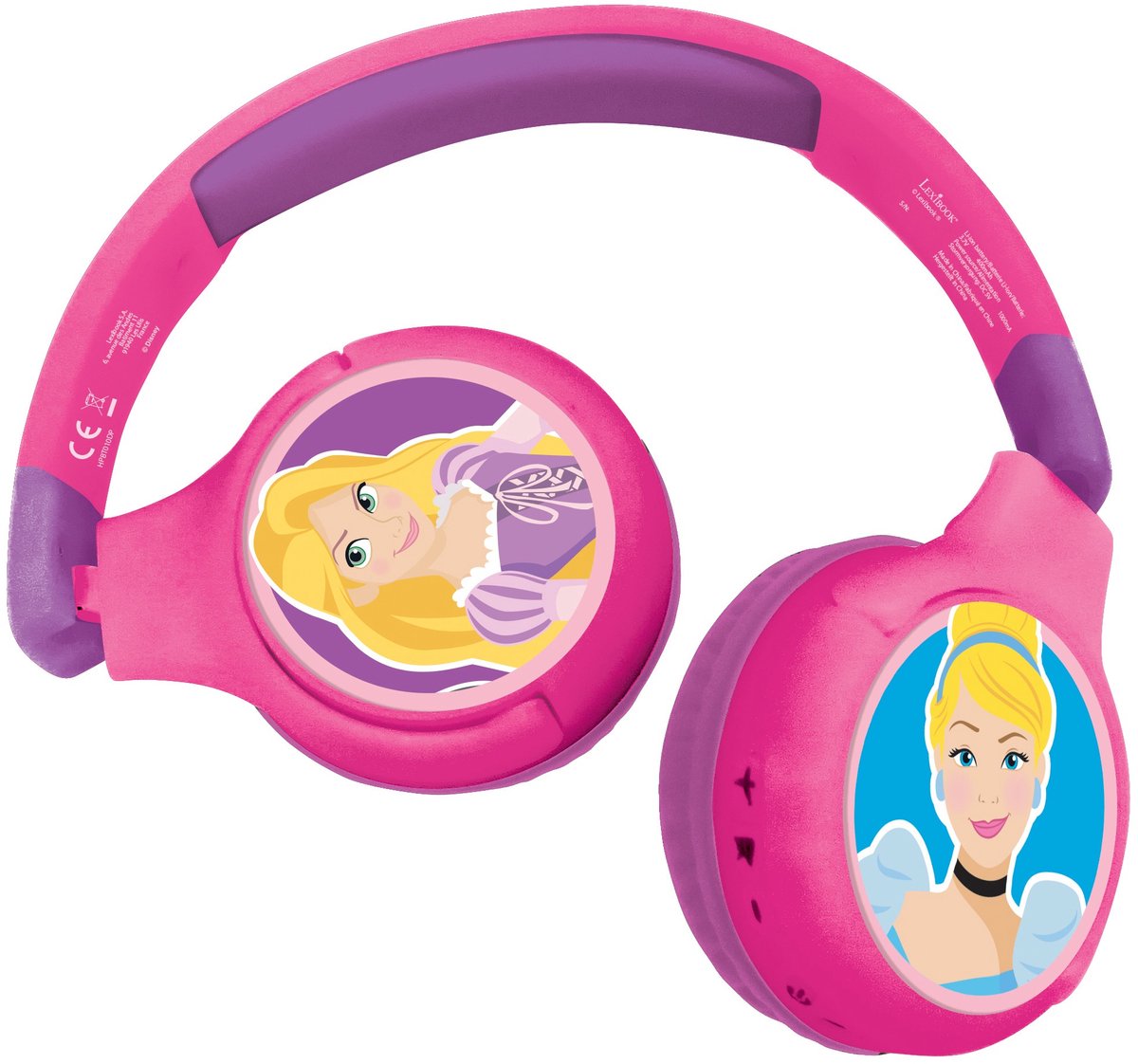 2-in-1 Bluetooth® en Bedrade comfortabele opvouwbare Koptelefoon met veilige volumebeperking Disney Princesse Design
