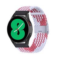 Braided nylon bandje - Wit / roze - Huawei Watch GT 6 / GT 7 / GT 6 pro / GT 7 pro - 46mm
