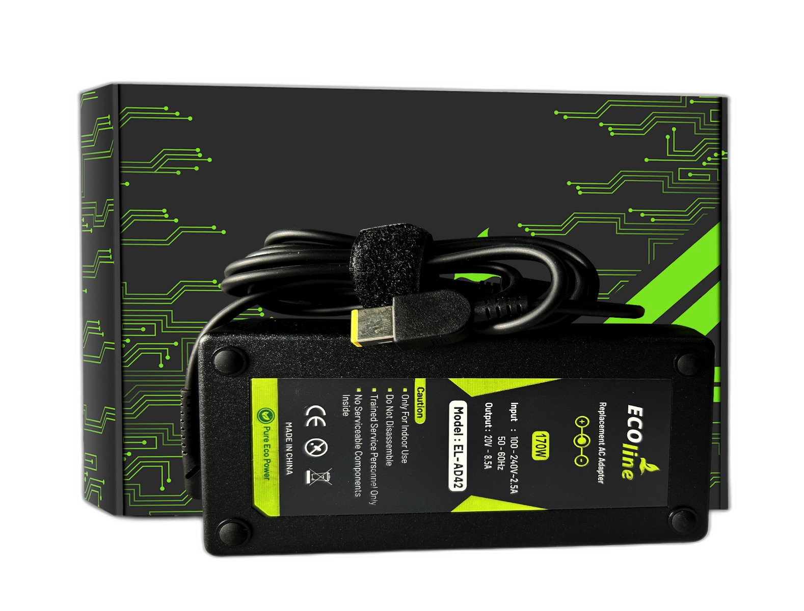 EcoLine - Oplader / AC Adapter - Geschikt voor Lenovo IdeaPad Y400 Y410p Y500 Y510p - 20V 8.5A 170W