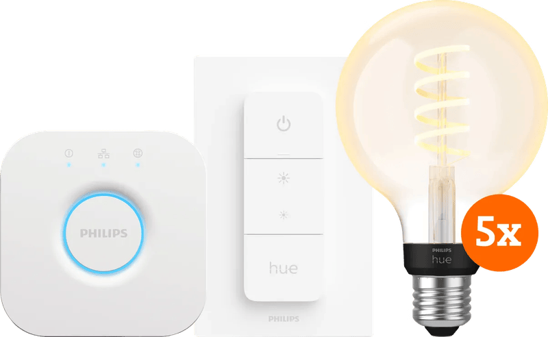 Philips Hue Filament White Ambiance Globe 5-Pack Startpakket