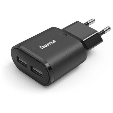 Hama Oplader 2x USB-A 12W Oplader Zwart