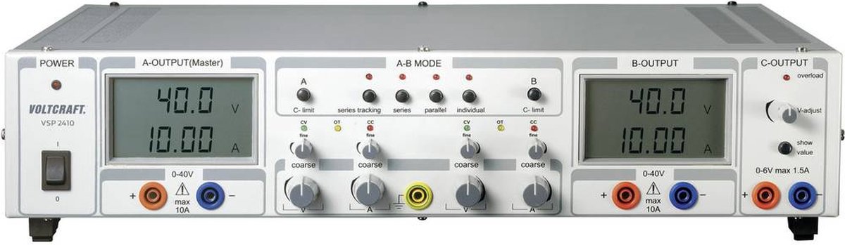 VOLTCRAFT VSP 2410 Labvoeding, regelbaar 0.1 - 40 0 - 10 A 809 W Aantal uitgangen: 3 x