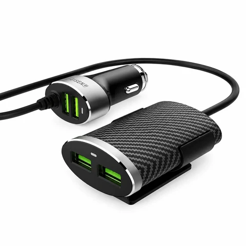 2+2 USB Front & Back Seat Autolader 5.1A - 4 Poorten Auto Oplader