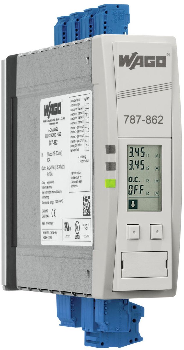 WAGO 787-862 Elektronische beveiligingsschakelaar 24 V/DC 10 A 240 W Aantal uitgangen:4 x Inhoud 1 stuk(s)
