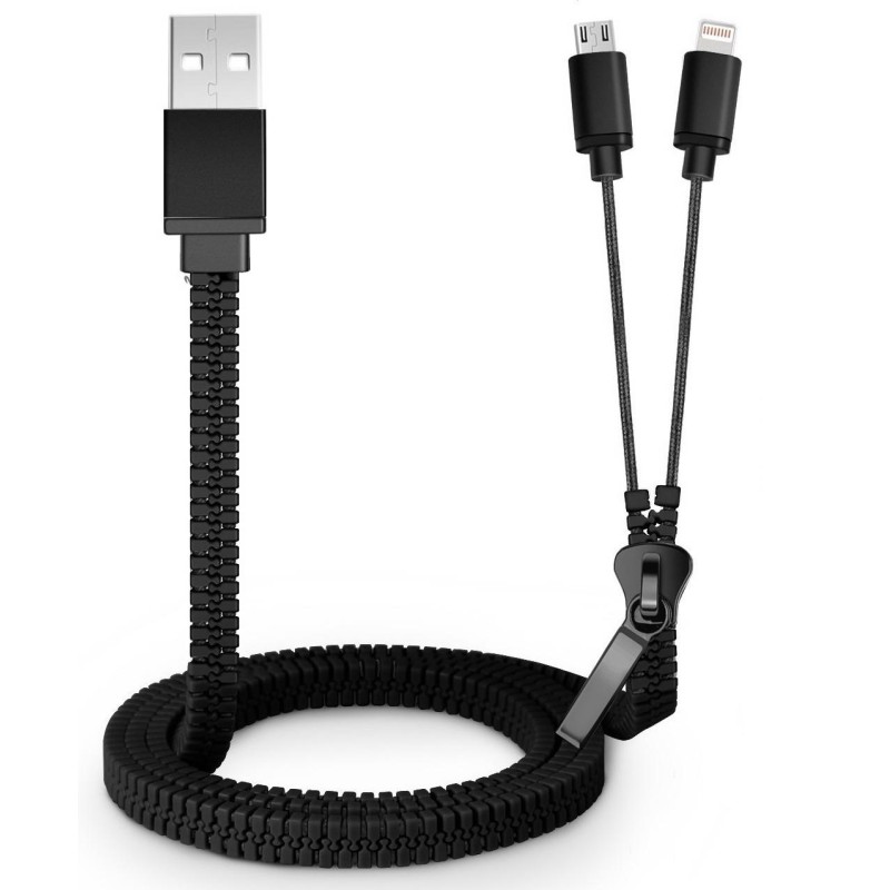MicroUSB en Apple Lightning USB kabel - Rits design