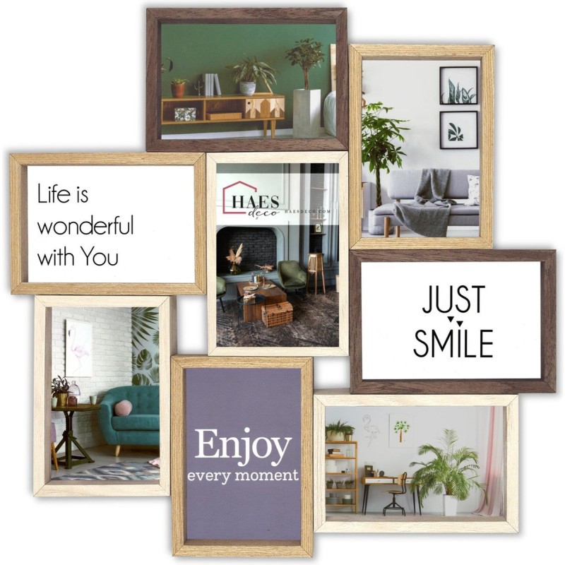 Haes Deco Houten Multi Fotolijst / Galerie Alvesta in bruin tinten voor 8 foto's 13x18 (formaat 53 x 53 cm) - MP161