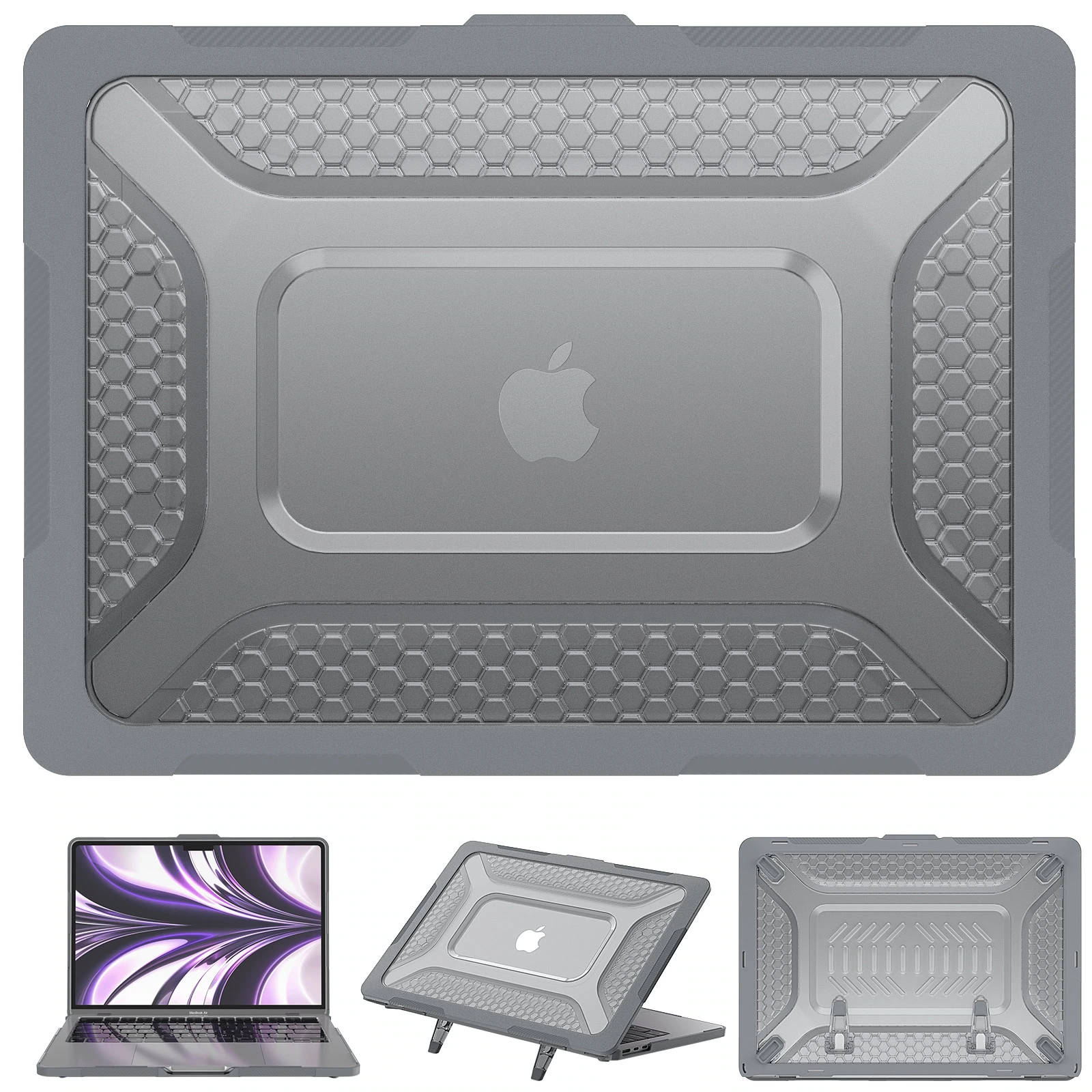 Turtle Shift Laptopcover Shield MacBook Air 13.6 inch 2022 / 2024 M3 / 2025 M4 / 2026 M5 - Grijs