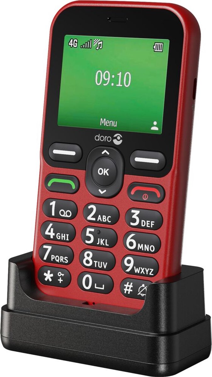4G mobiele telefoon - voor SLECHTHORENDEN en SLECHTZIENDEN - 35 dB versterking - E10 rood - GSM