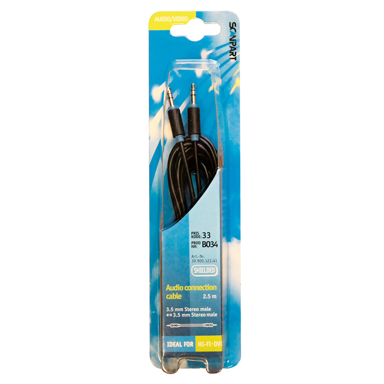 Scanpart audio kabel 3.5mm jack 2,5m Mini jack kabel Zwart