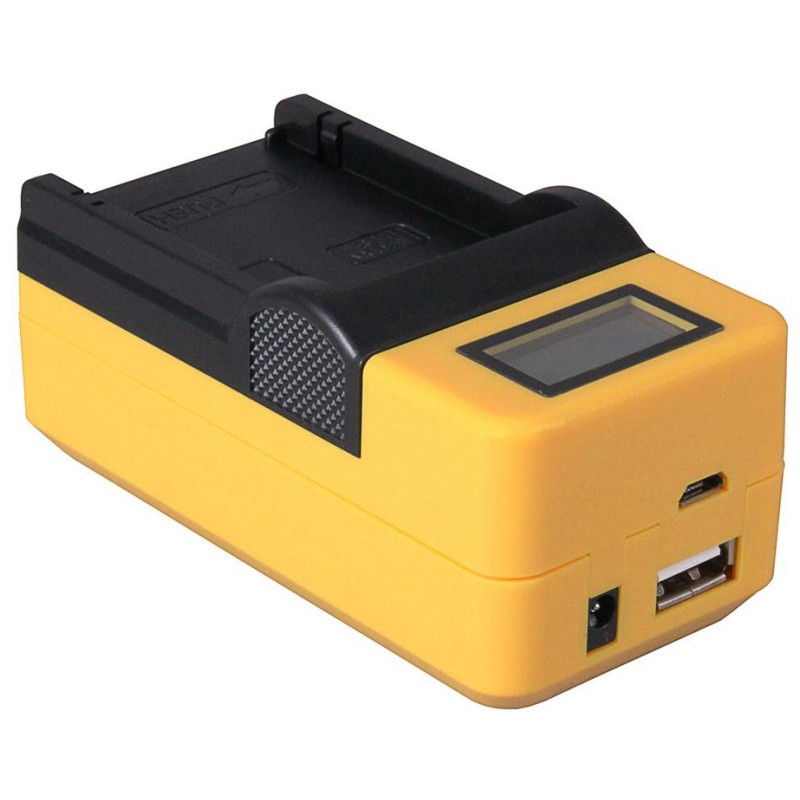 Compacte oplader voor Canon accu LP-E6, LP-E6N en LP-E6NH - met LCD en USB aansluiting