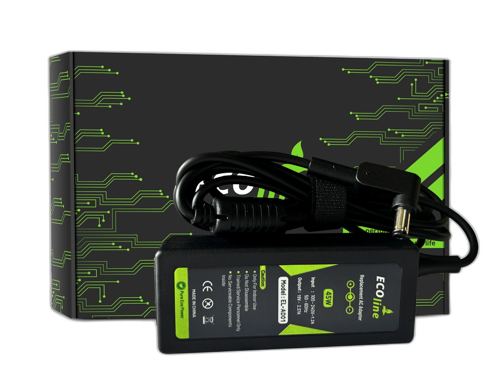 EcoLine - Oplader / AC Adapter - Compatibel Met De Acer Aspire E5-511 E5-521 E5-573 E5-573G ES1-131 ES1-512 ES1-531 V5-171 - 19V 2.37A 45W