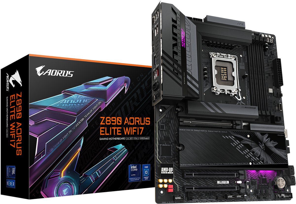Gigabyte Z890 AORUS ELITE WIFI7 - Moederbord ATX - Socket 1851 - Intel Z890 - DDR5 - Realtek ALC1220 - Ethernet 2.5Gbps - Wi-Fi 7
