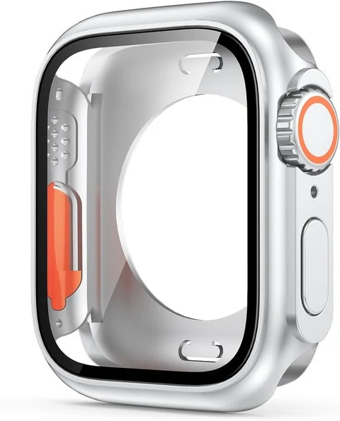 Bumper Case - Geschikt voor Apple Watch Series 7/8/9 41mm - Full Cover Hard Case - Met Screenprotector - Zilver