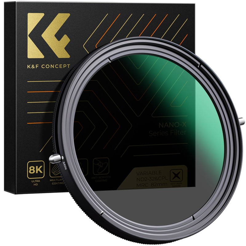 K&F Concept CPL en variabel ND2-ND32 filter Nano X 82mm - waterdicht en krasbestendig