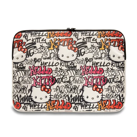 Hello Kitty Laptophoes voor 14 inch apparaten - tags graffiti - beige